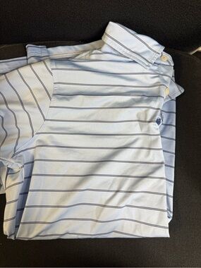 Men's Short-Sleeve Striped Polo in Light Blue